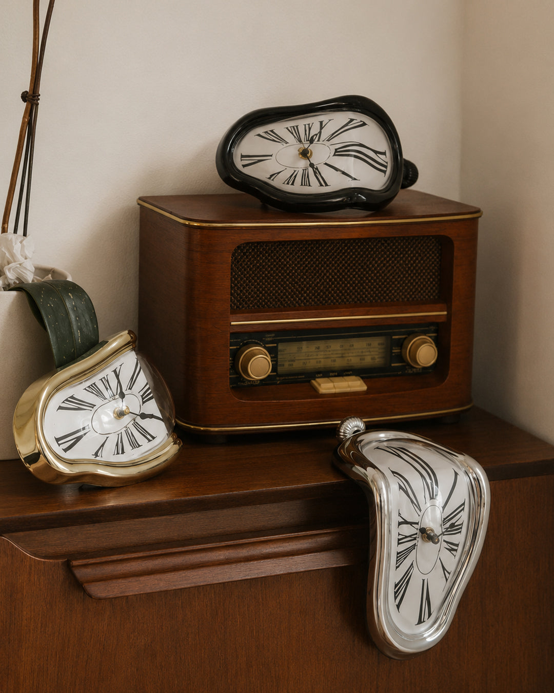 Surrealist Melting Clock for Shelf and Table