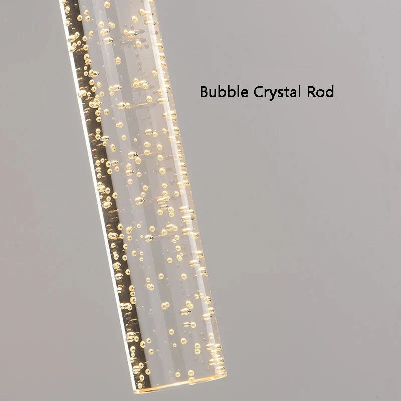 Close-up of the bubble crystal rod diffuser lit with warm white LED