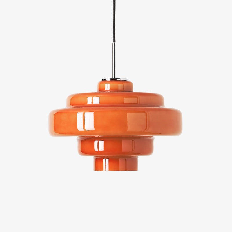 Sutton Retro Glass Pendant for Dining with Layered Shade