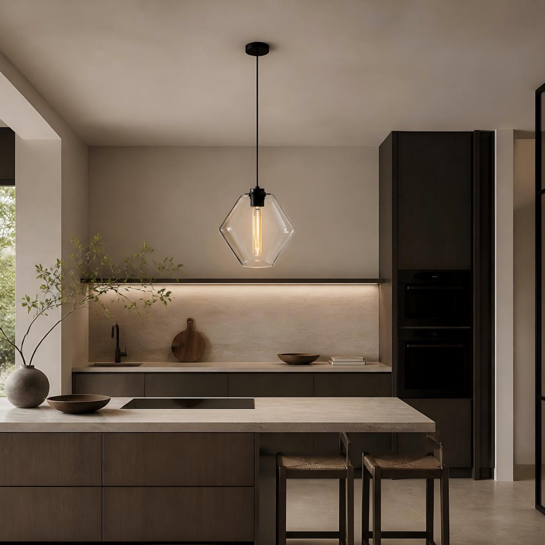 Avery Faceted Glass Pendant for Dining with Jewel-Cut Shade