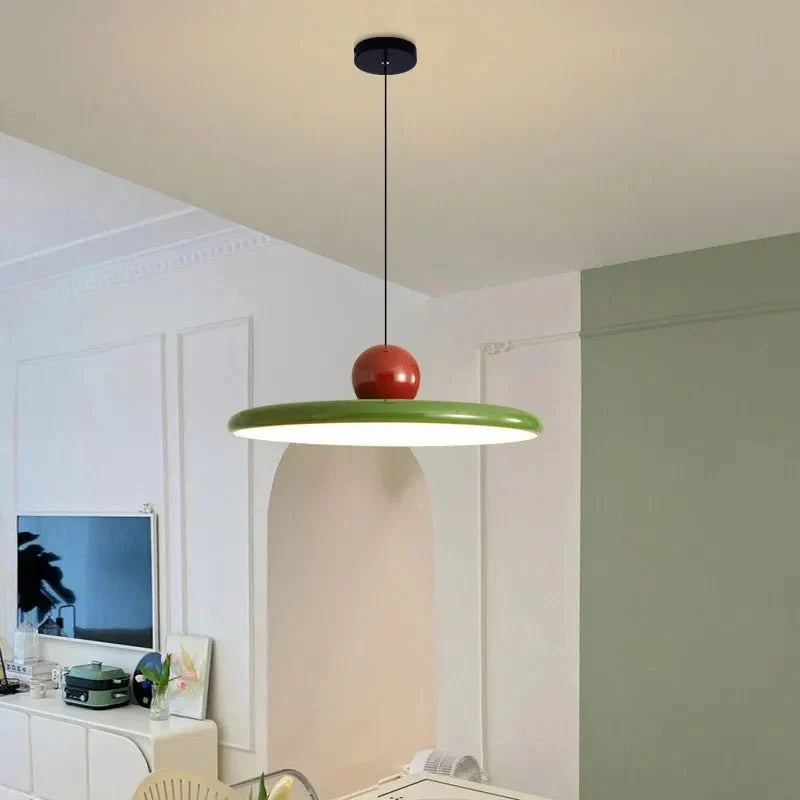 Ellis Bauhaus pendant with green shade in a panelled room