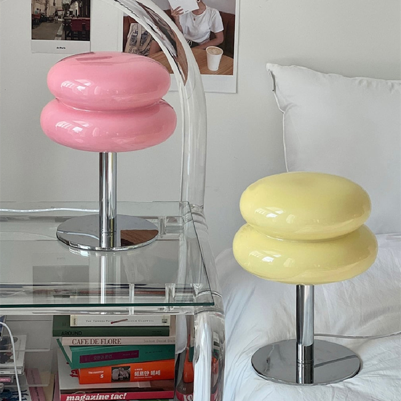 Italian Designer Glass Table Lamp with Chrome Base