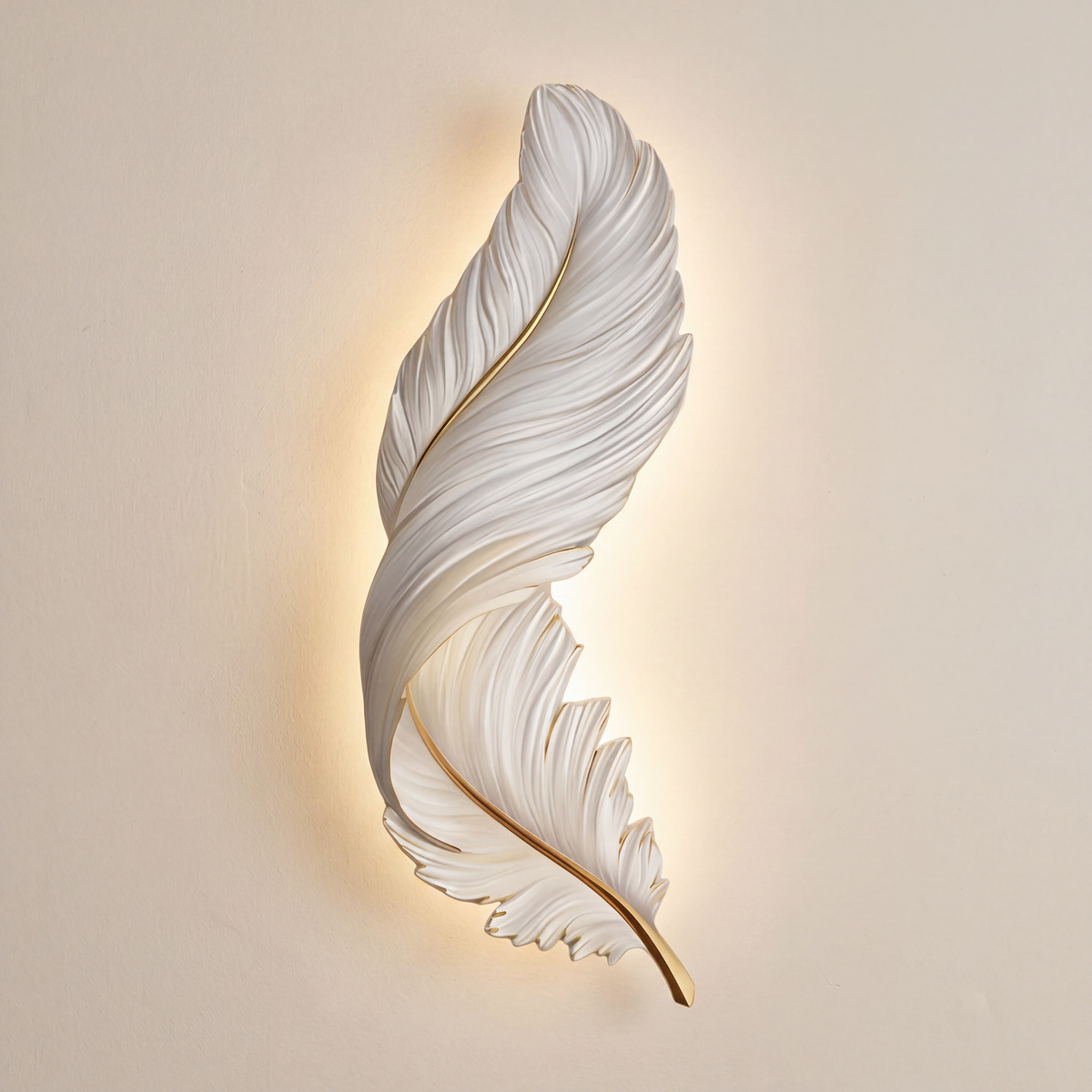 Plumea Feather LED Wall Art Light for Living Rooms