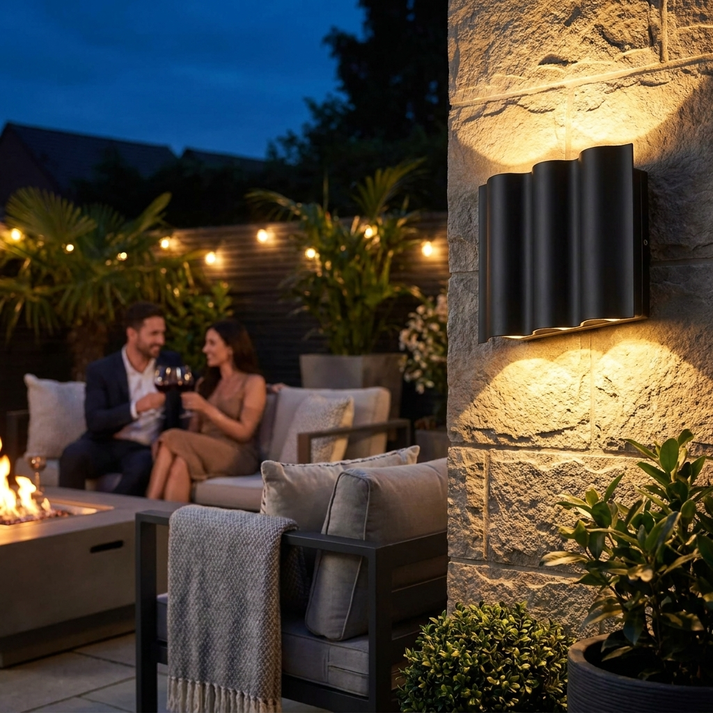 Wavemere Wavy LED Up Down Wall Light for Porches