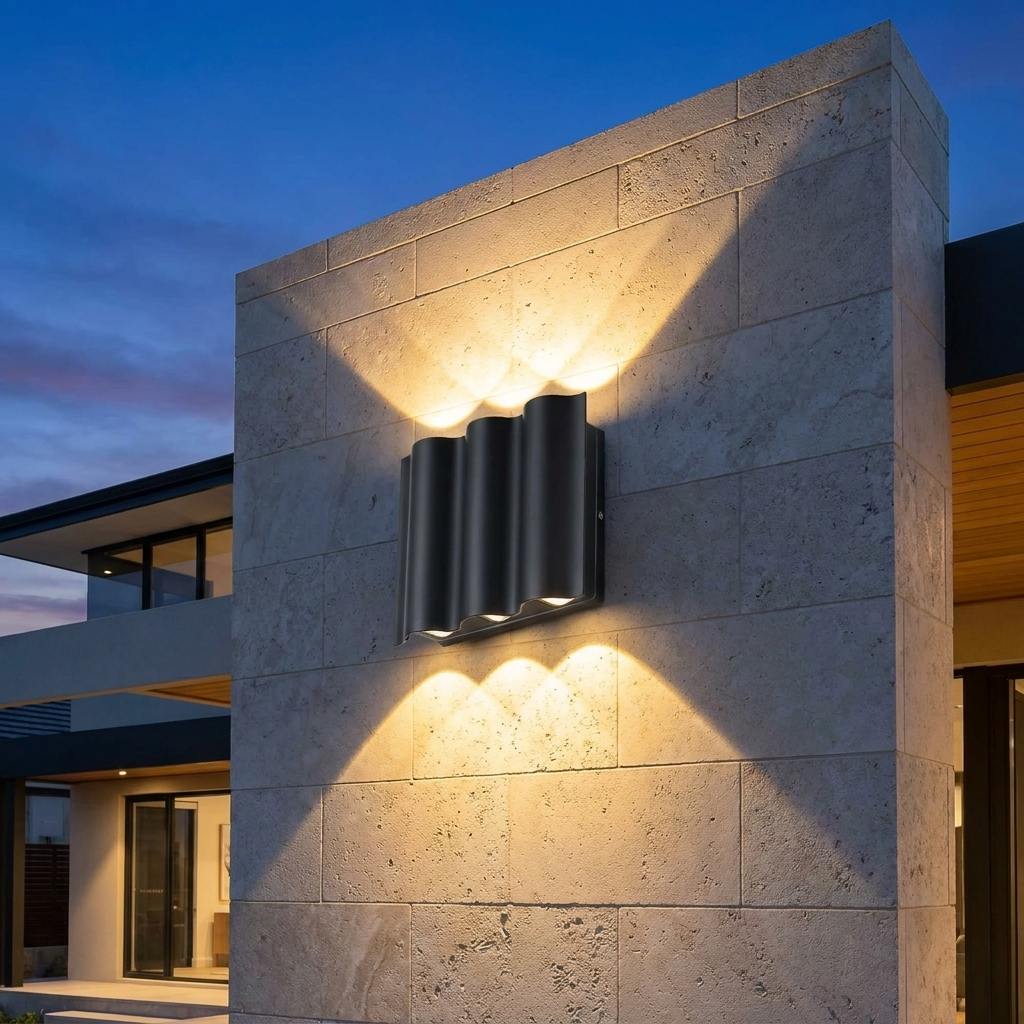 Wavemere Wavy LED Up Down Wall Light for Porches
