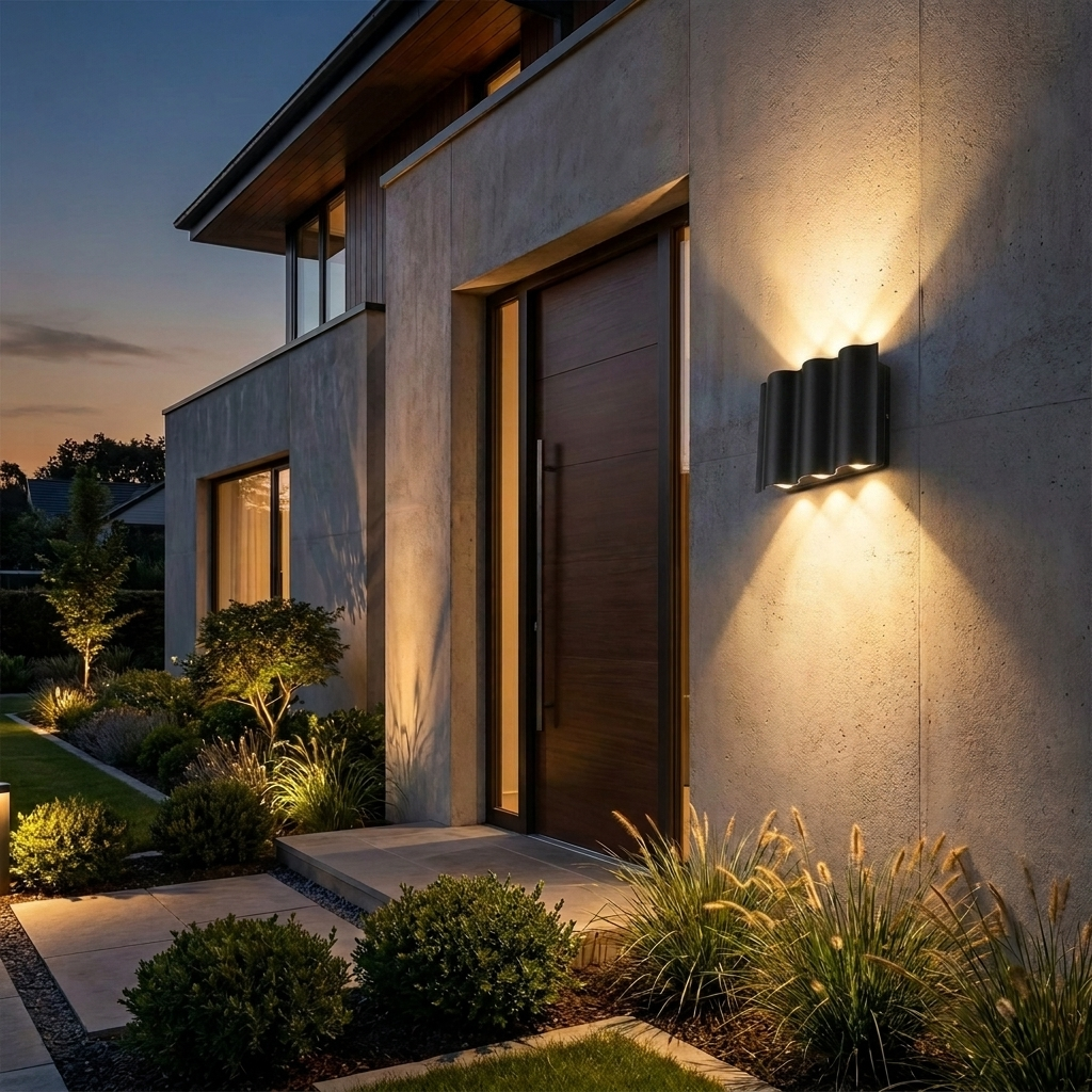 Wavemere Wavy LED Up Down Wall Light for Porches