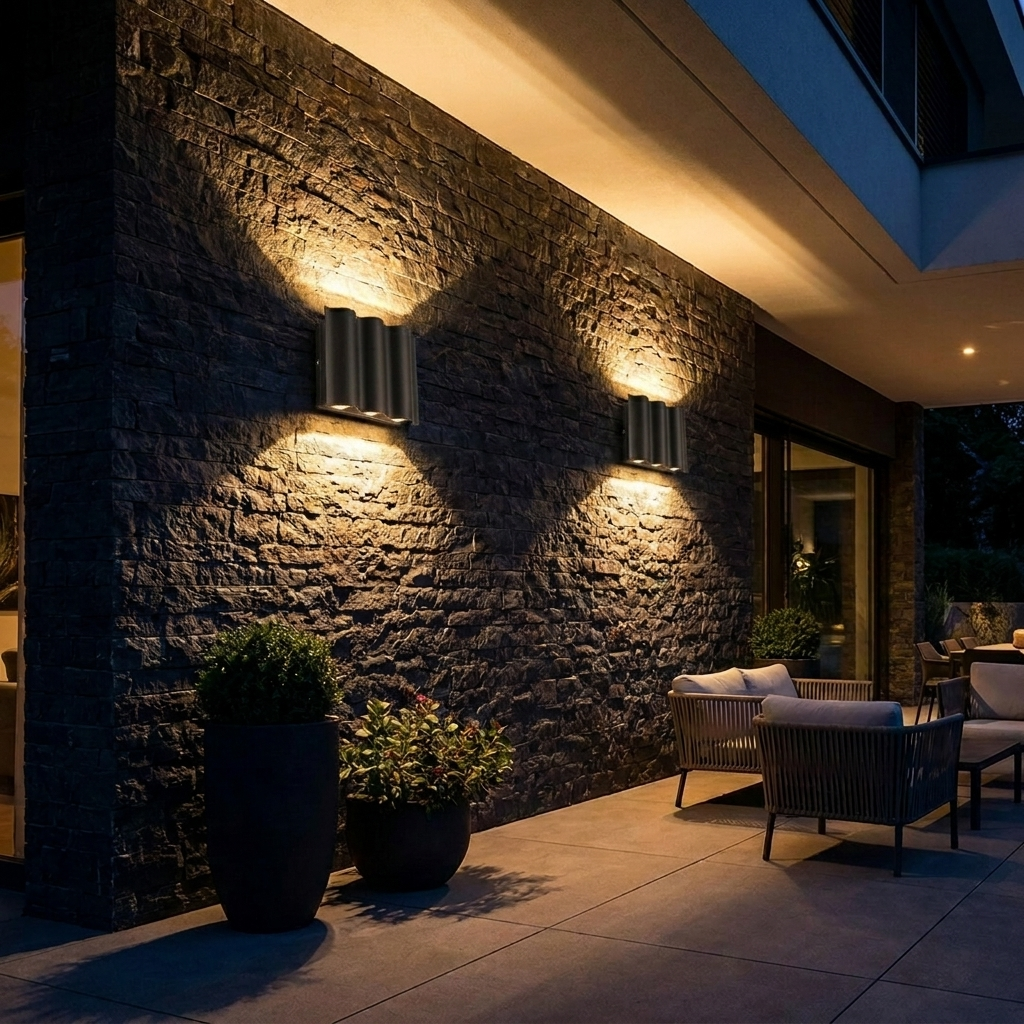 Wavemere Wavy LED Up Down Wall Light for Porches