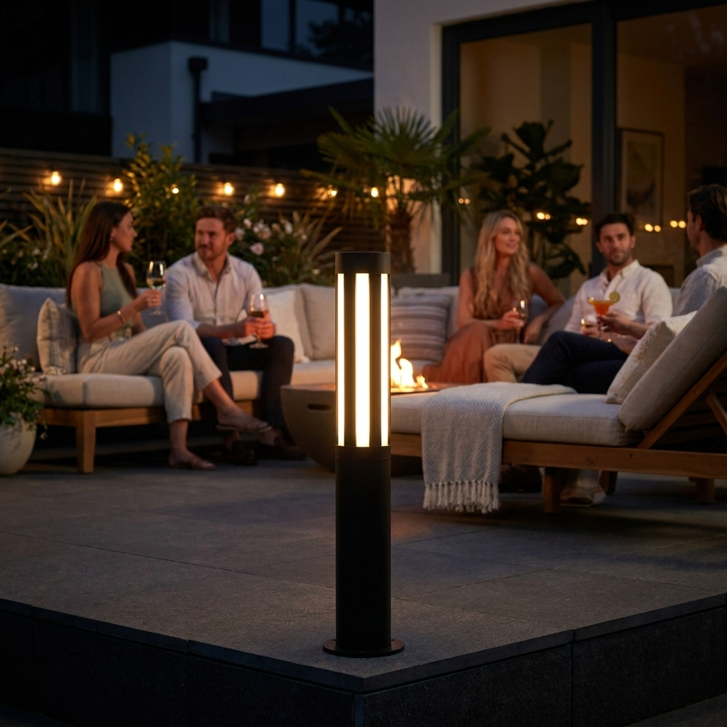 Stanton Slotted LED Bollard Light for Garden Paths