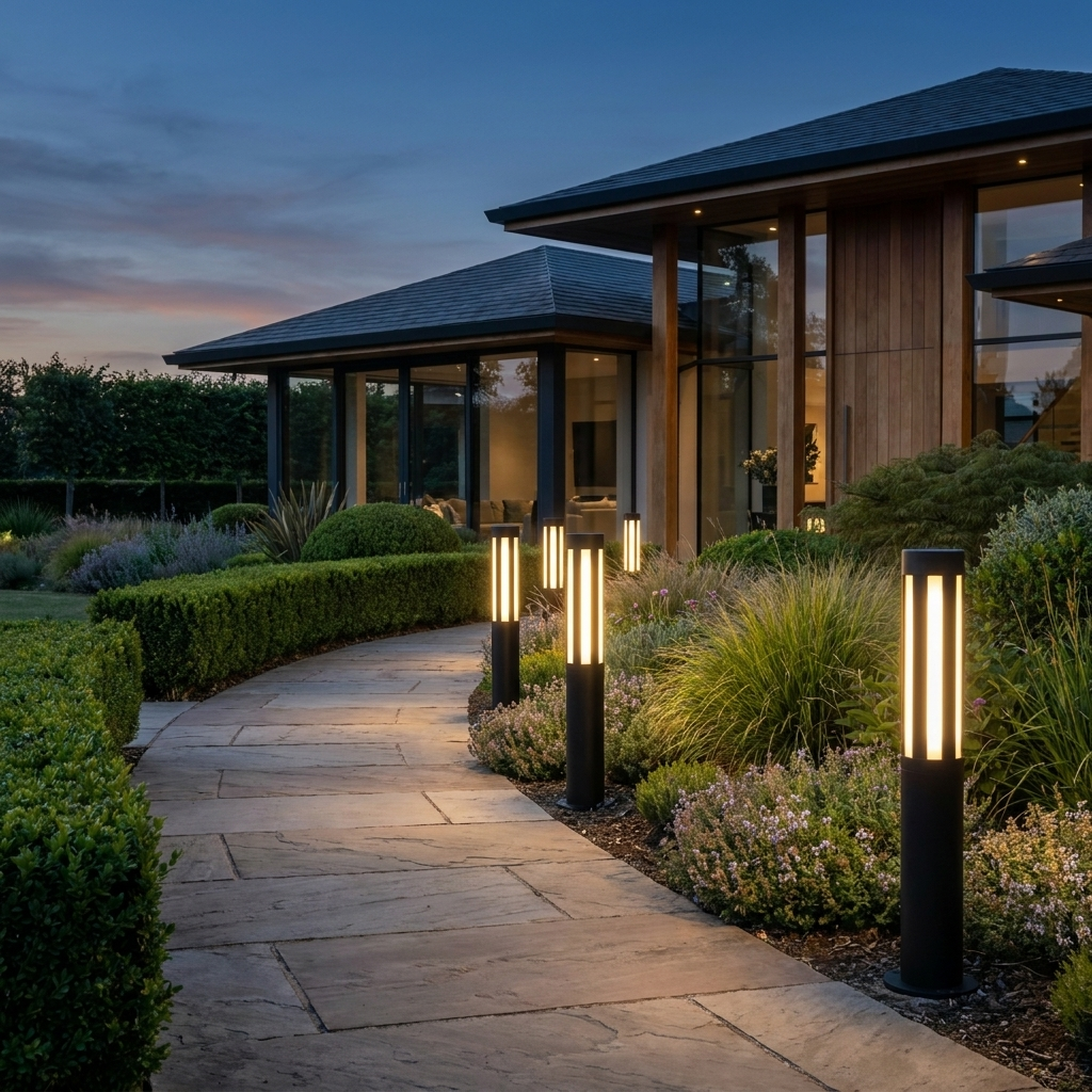 Stanton Slotted LED Bollard Light for Garden Paths