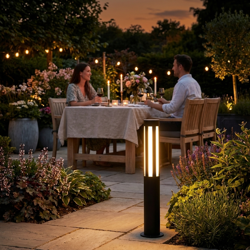 Stanton Slotted LED Bollard Light for Garden Paths