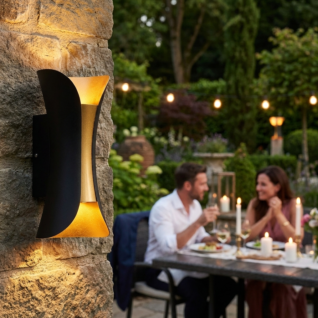 Noxa Curved LED Outdoor Wall Light for Gardens