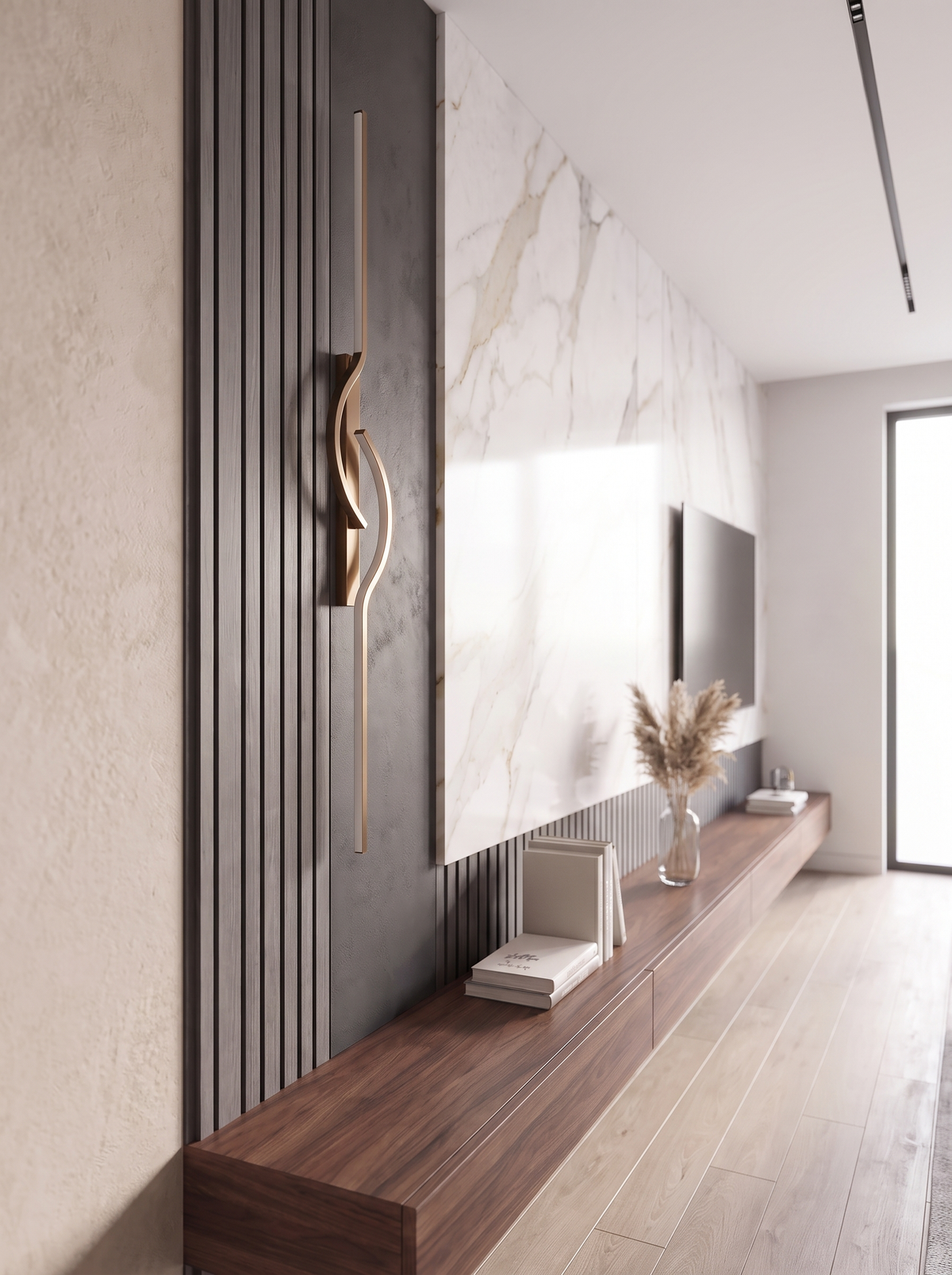 Lineo Slim Wall Sconce for Hallways with Stepless Dimming daylight scale