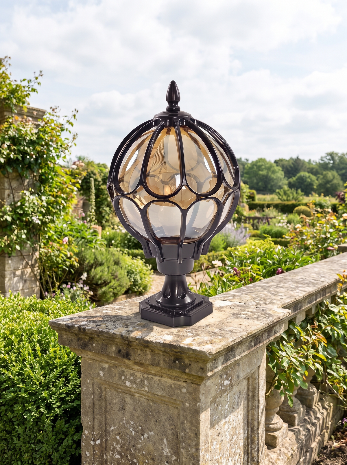 Harrow Globe Pillar Light for Garden Walls with Retro Charm daylight scale