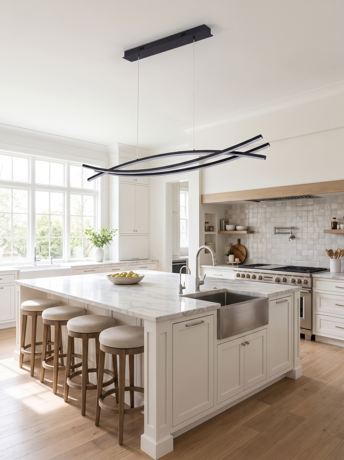 Ondra Wave Hanging Light for Kitchen Islands, Dual Dimming daylight scale