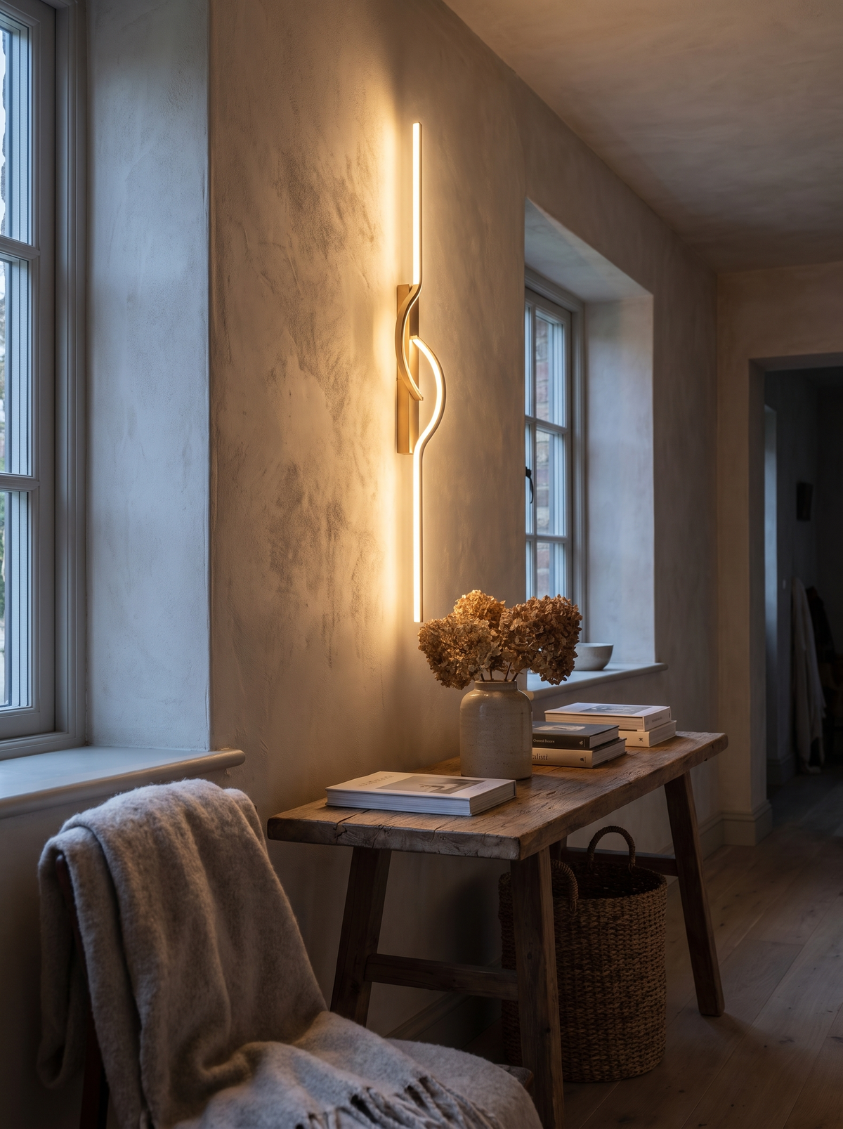 Lineo Slim Wall Sconce for Hallways with Stepless Dimming warm evening lifestyle