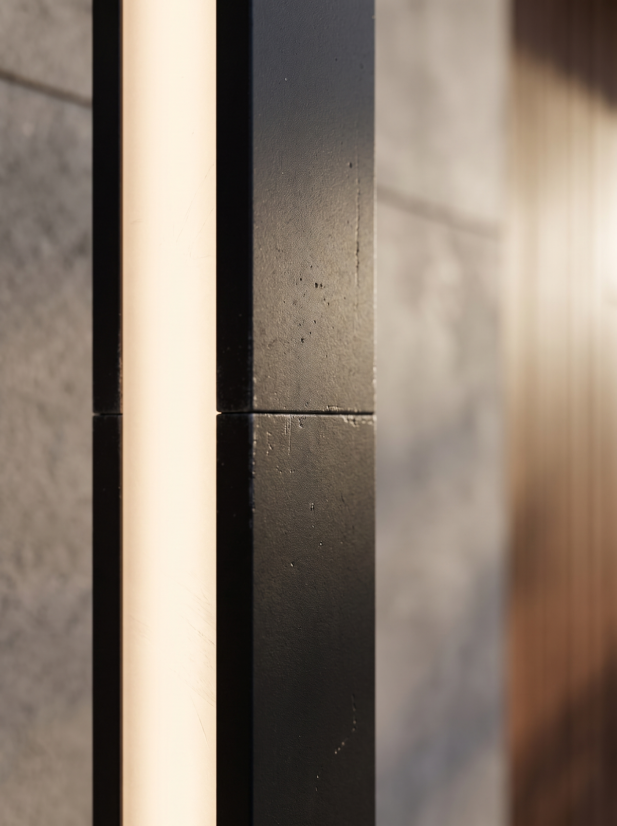 Stratos Linear Outdoor Wall Light for Facades, IP65 Build material close up detail