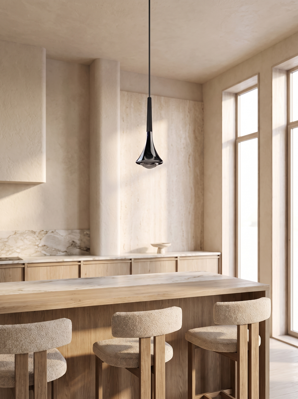 Liora Teardrop Mini Pendant for Kitchen Bars with Soft Glow daylight scale