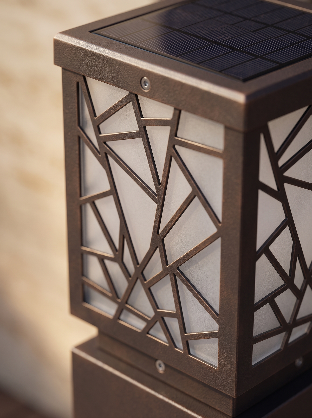 Waldon Solar Bollard Light for Lawns with Dusk Sensor material close up detail