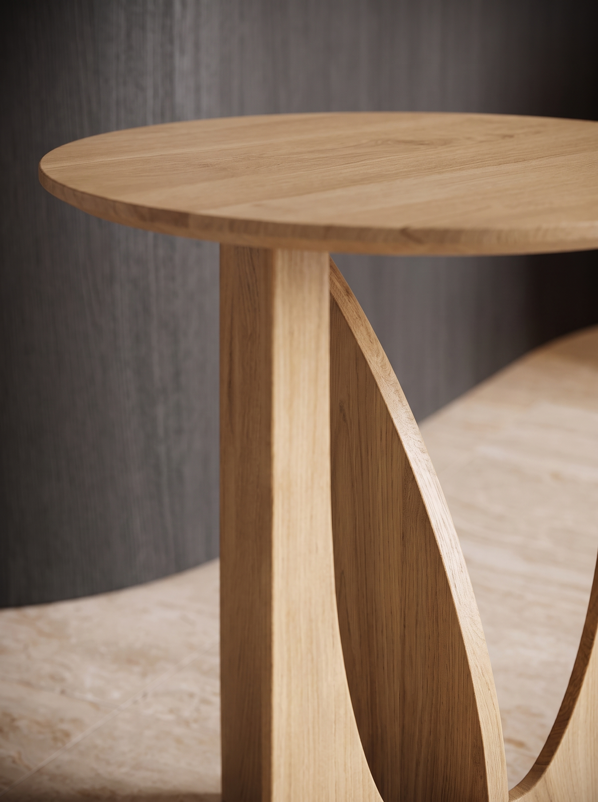 Cecilia Solid Wood Side Table for Lounges, Sculpted Base material close up detail