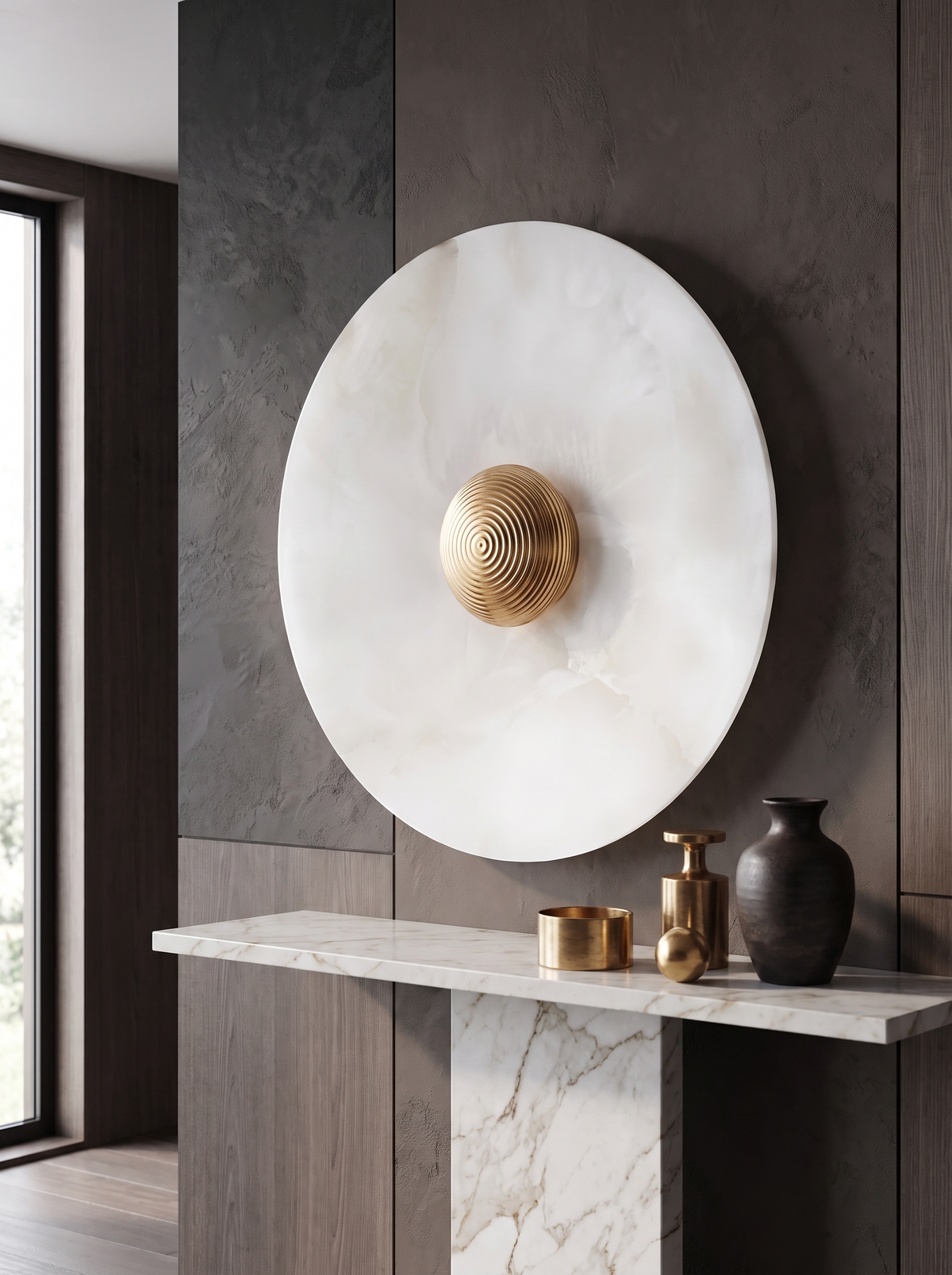 Albatros Alabaster Wall Lamp for Hallways with Mineral Glow daylight scale