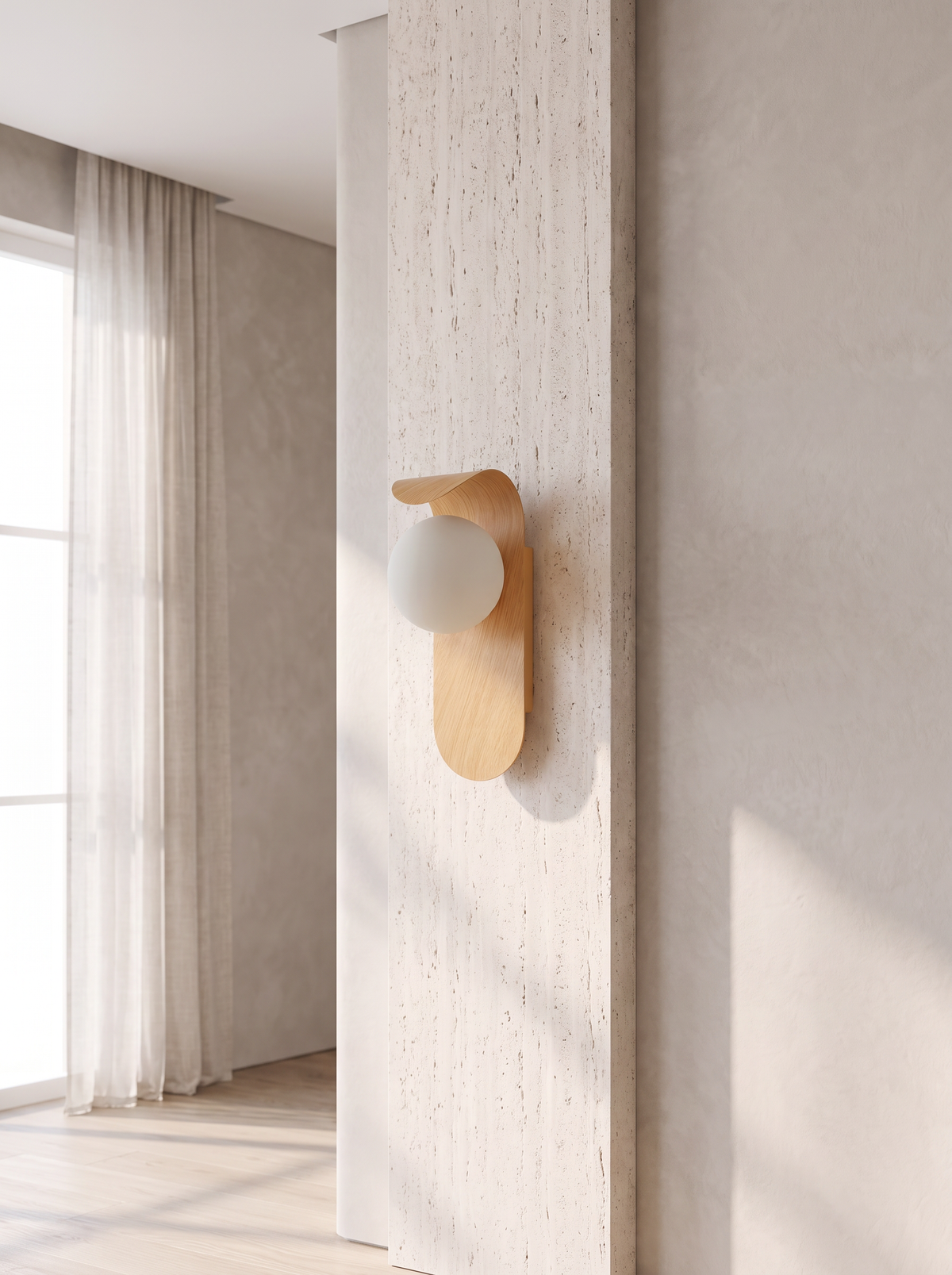 Icar Wooden LED Wall Lamp for Hallways with Scandi Warmth daylight scale