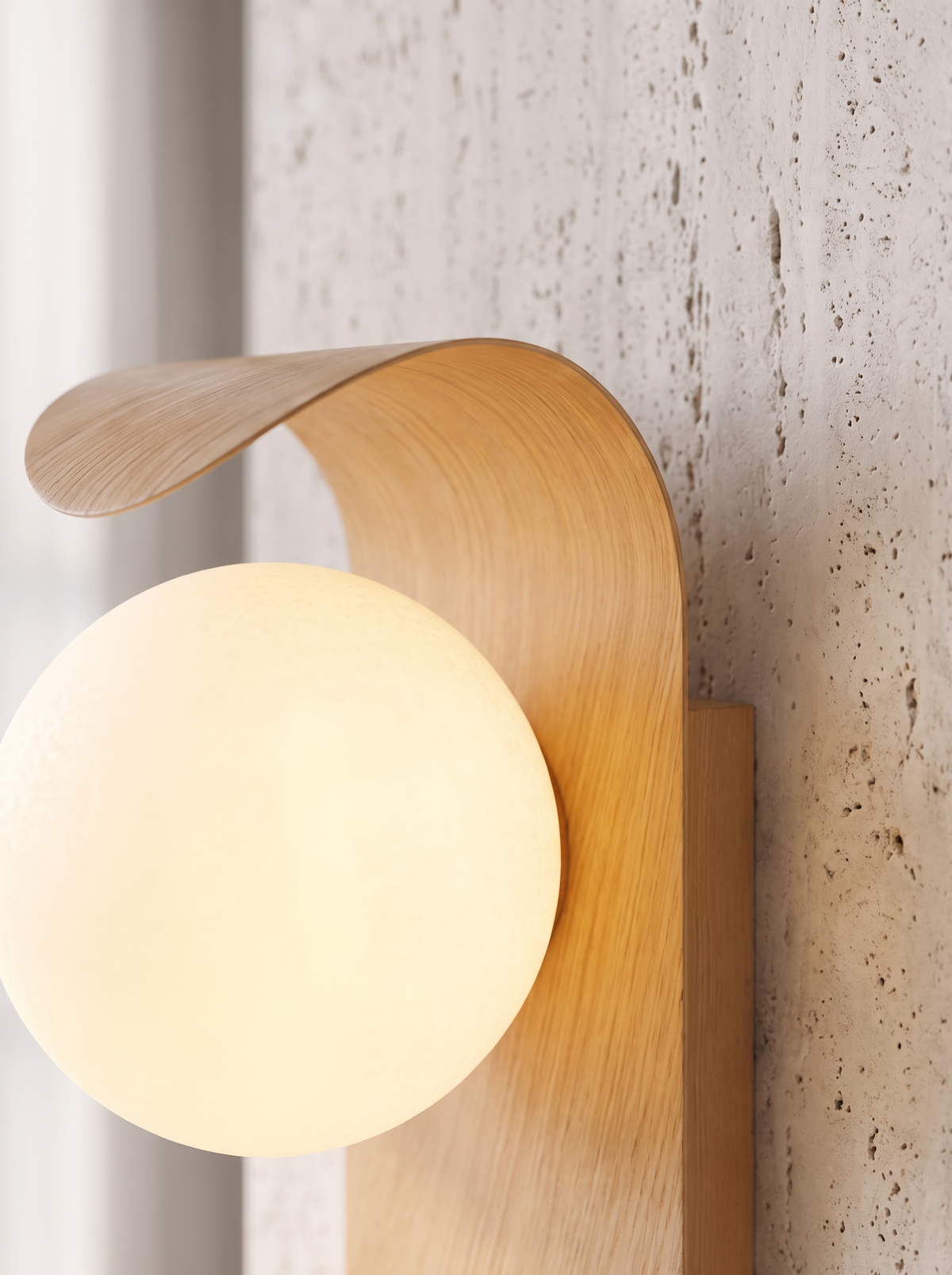 Icar Wooden LED Wall Lamp for Hallways with Scandi Warmth material close up detail