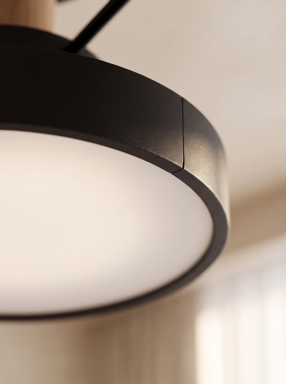 Orbis Circular LED Ceiling Light for Lounges with Ring Glow material close up detail