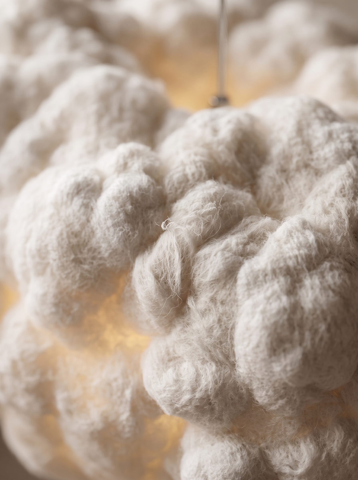 Nimbus Cotton Cloud Pendant for Nurseries with Dreamy Glow material close up detail
