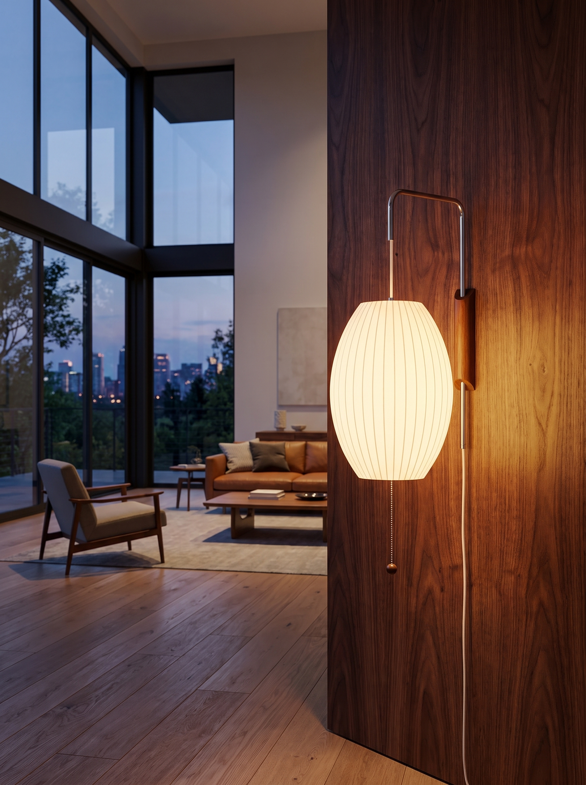 Nelson Bubble Wall Sconce for Nooks with Swivel Reach warm evening lifestyle