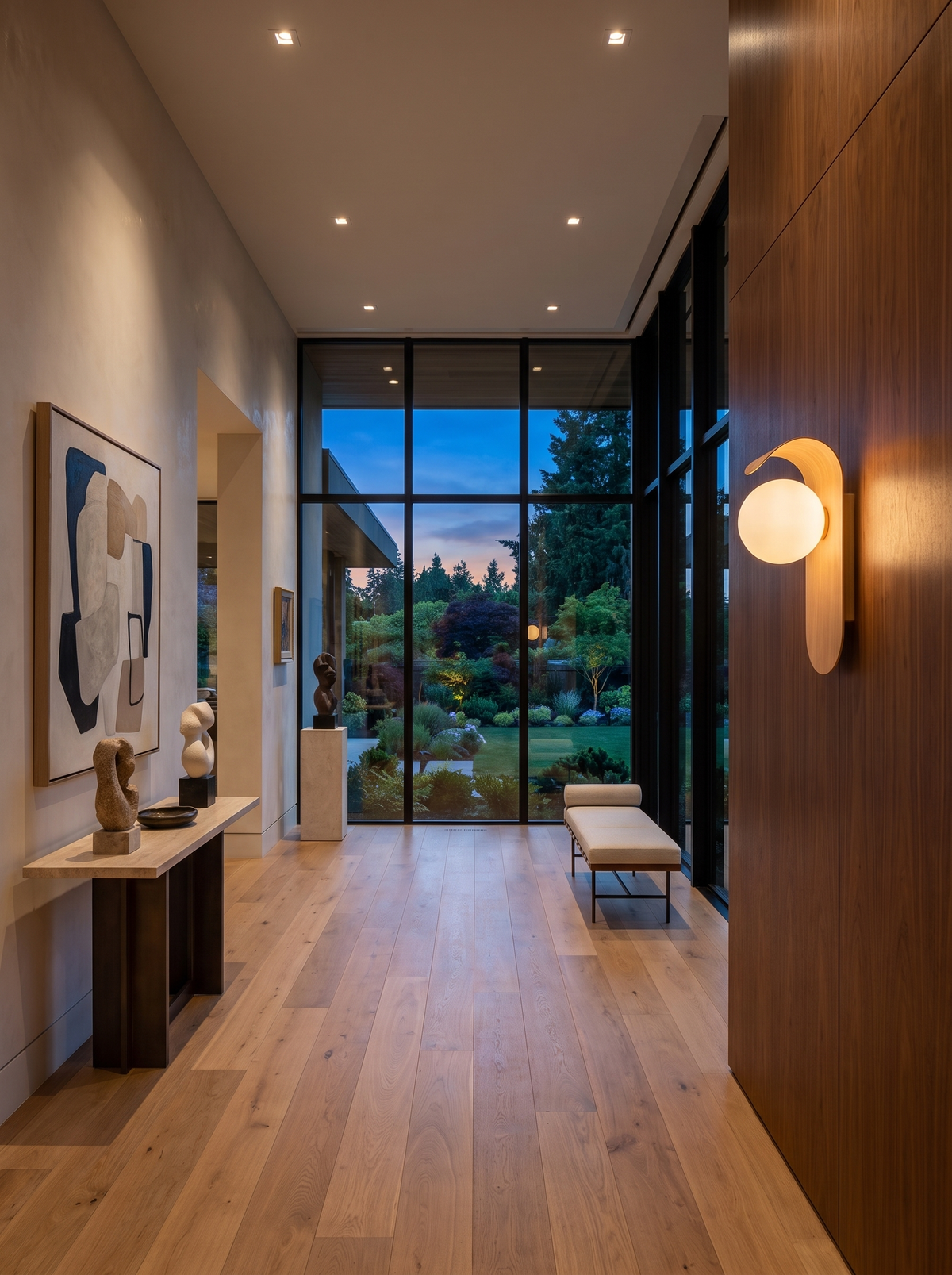Icar Wooden LED Wall Lamp for Hallways with Scandi Warmth warm evening lifestyle v2
