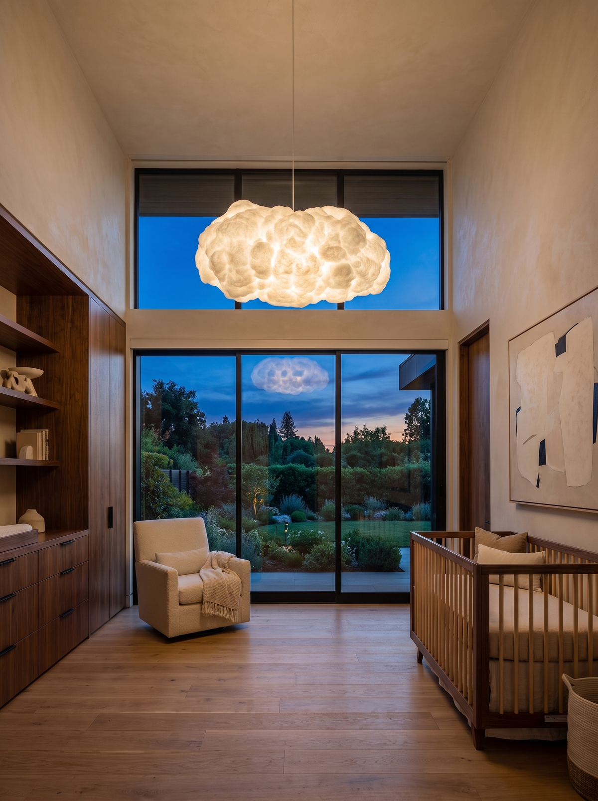 Nimbus Cotton Cloud Pendant for Nurseries with Dreamy Glow warm evening lifestyle v2