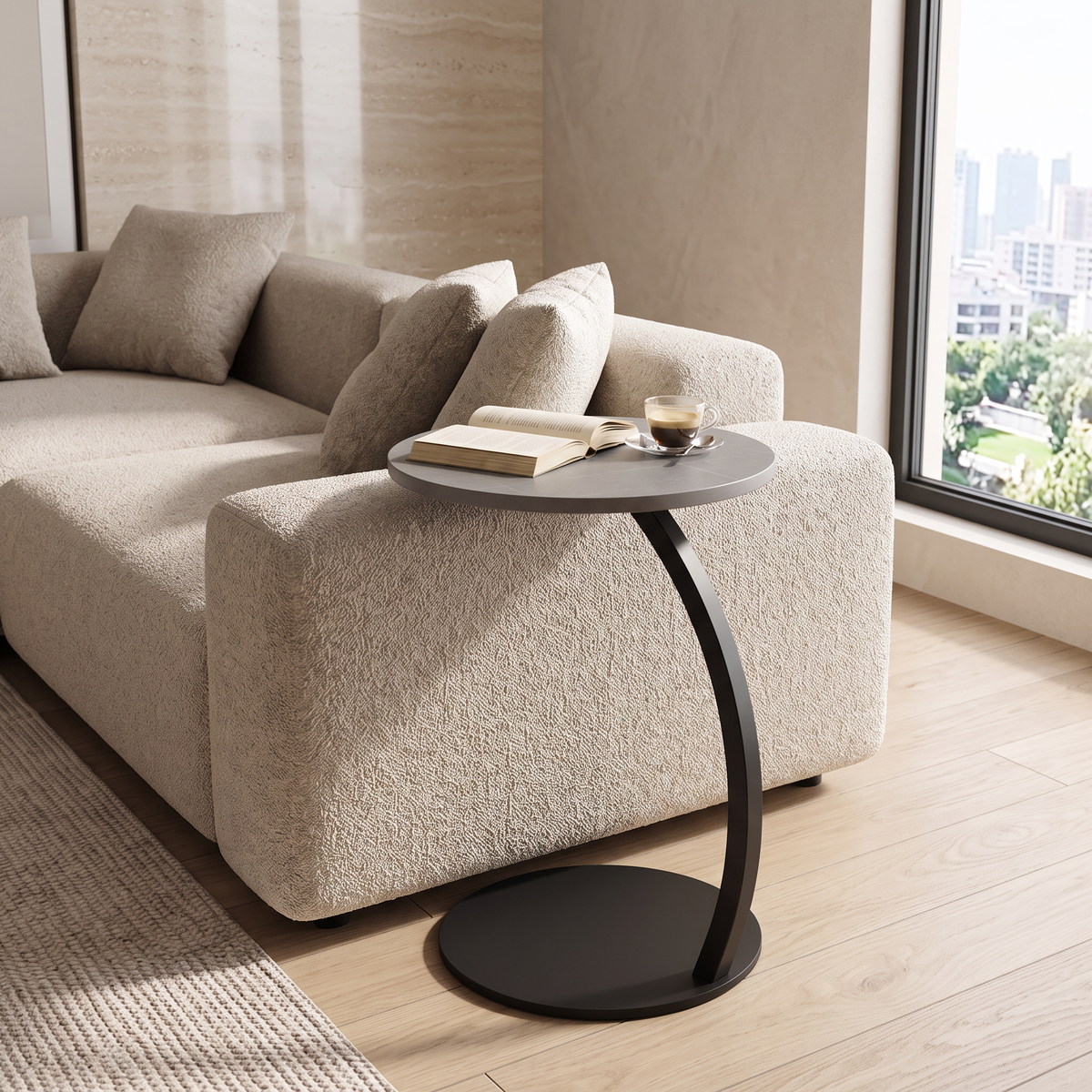 Quinn Sculpted Stone Side Table lifestyle