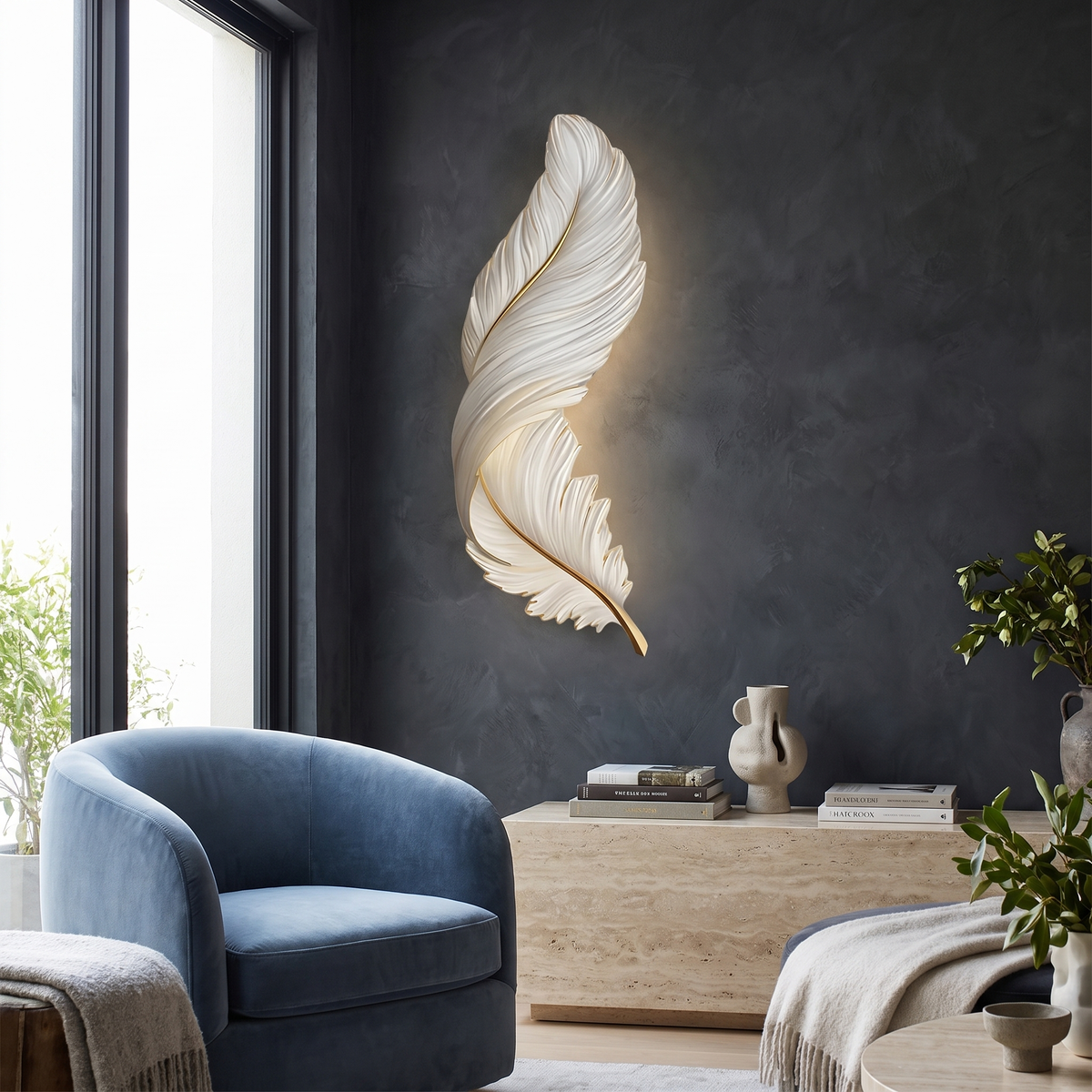 Plumea Feather LED Wall Art Light lifestyle