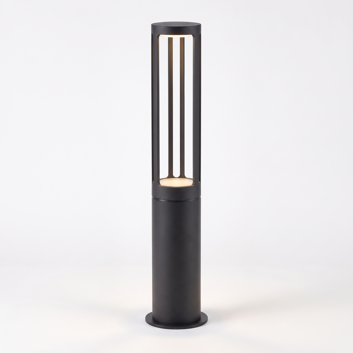 Stanton round LED bollard path light, 80cm, matte black
