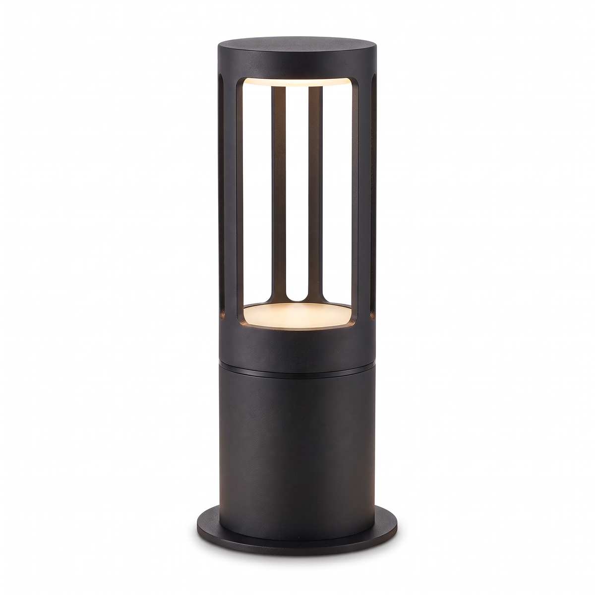 Stanton round LED bollard path light, 30cm, matte black