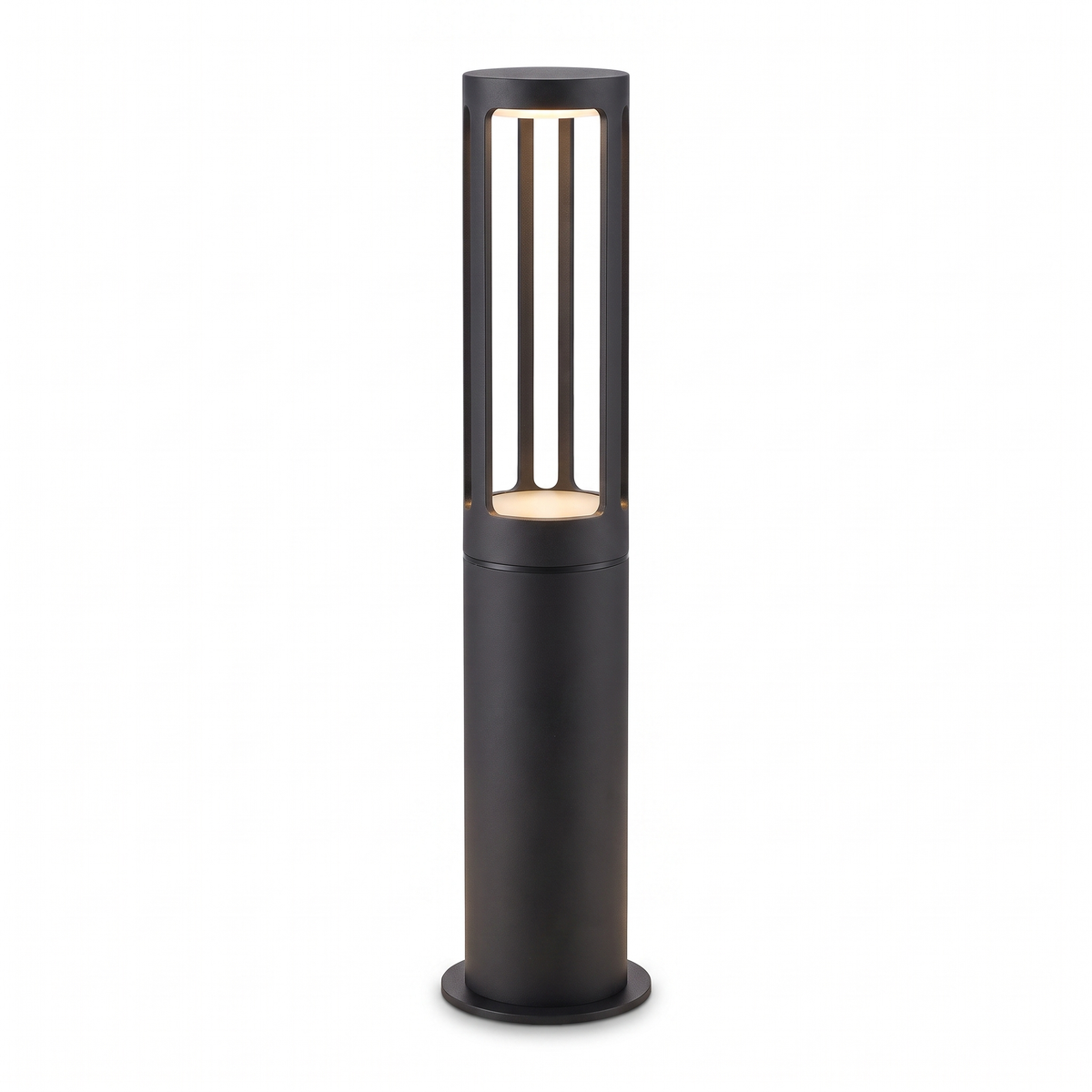 Stanton round slotted LED bollard path light, 60cm, matte black
