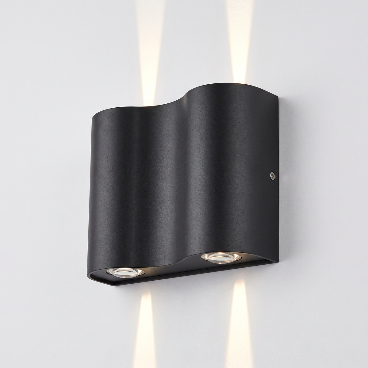 Wavemere 4 Light up down wall light in warm white 3000K, matte black