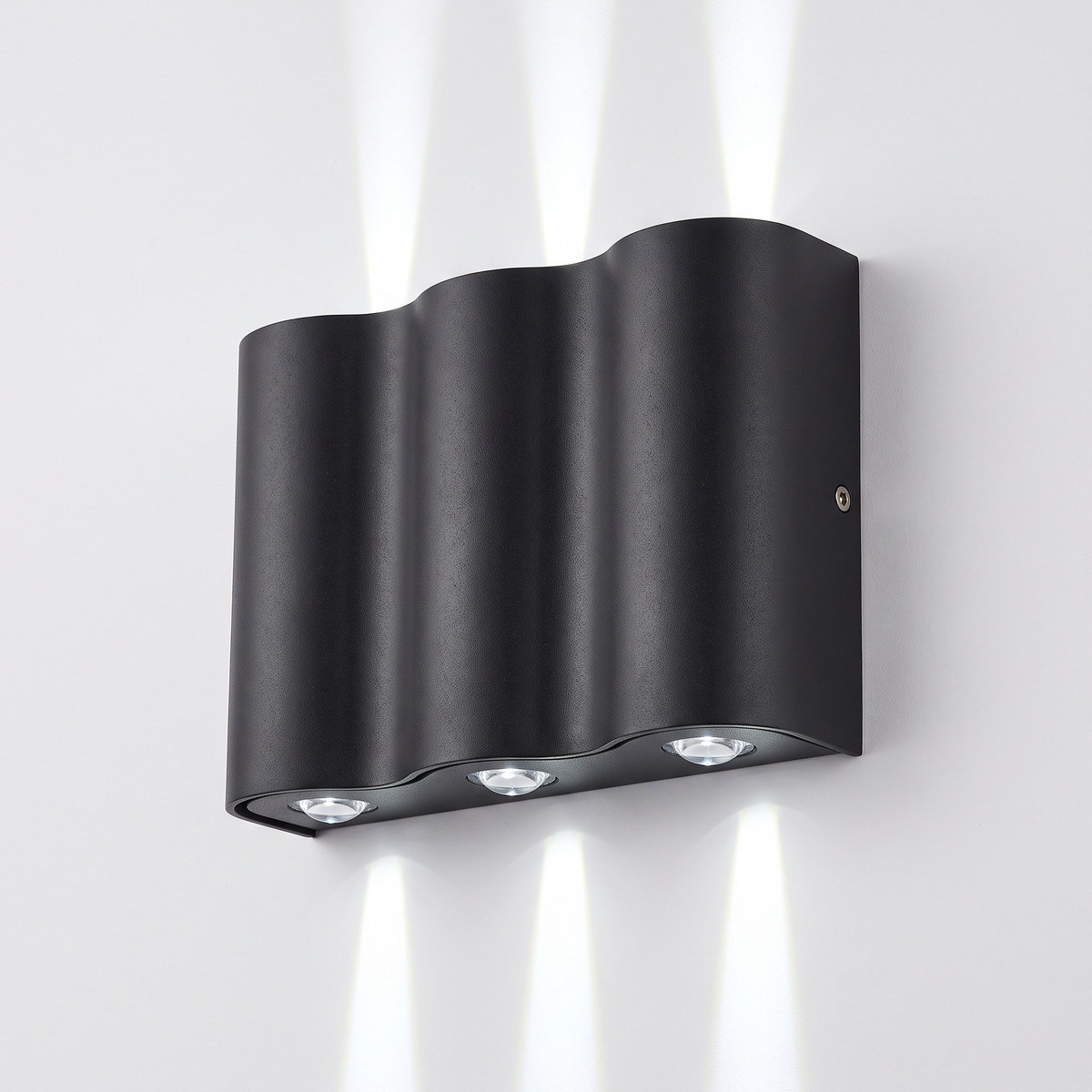 Wavemere 6 Light up down wall light in cool white 6000K, matte black