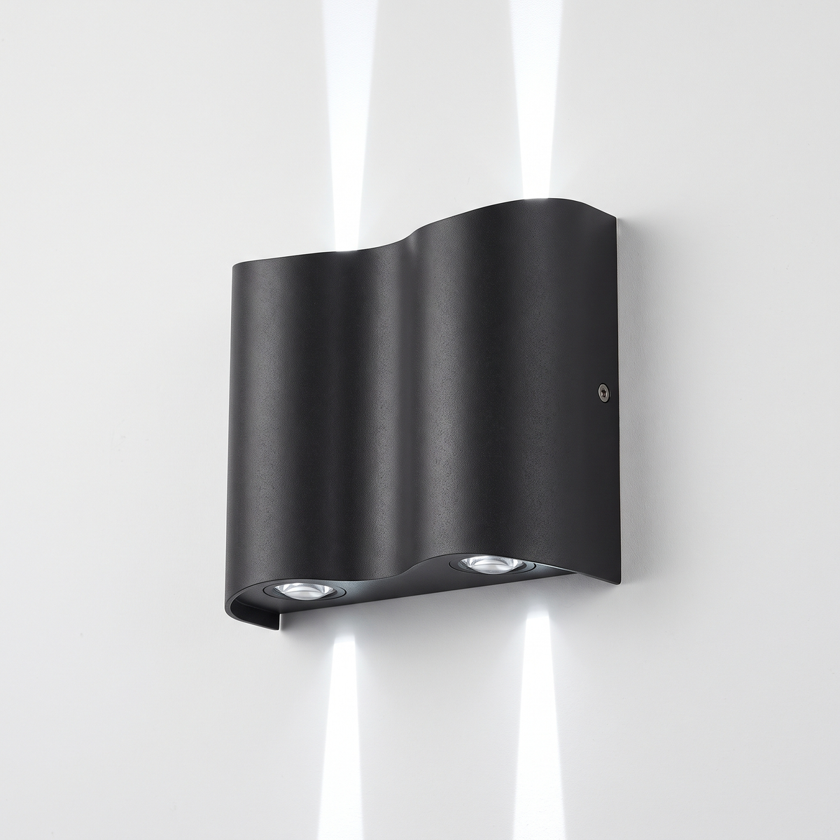 Wavemere 4 Light up down wall light in cool white 6000K, matte black