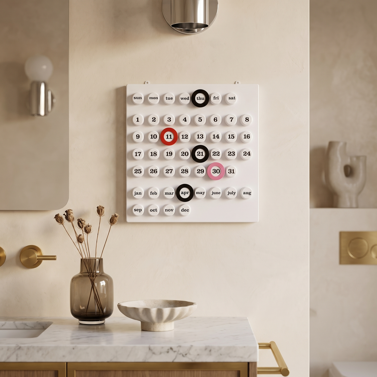 Retro Ring A Date Perpetual Wall Calendar