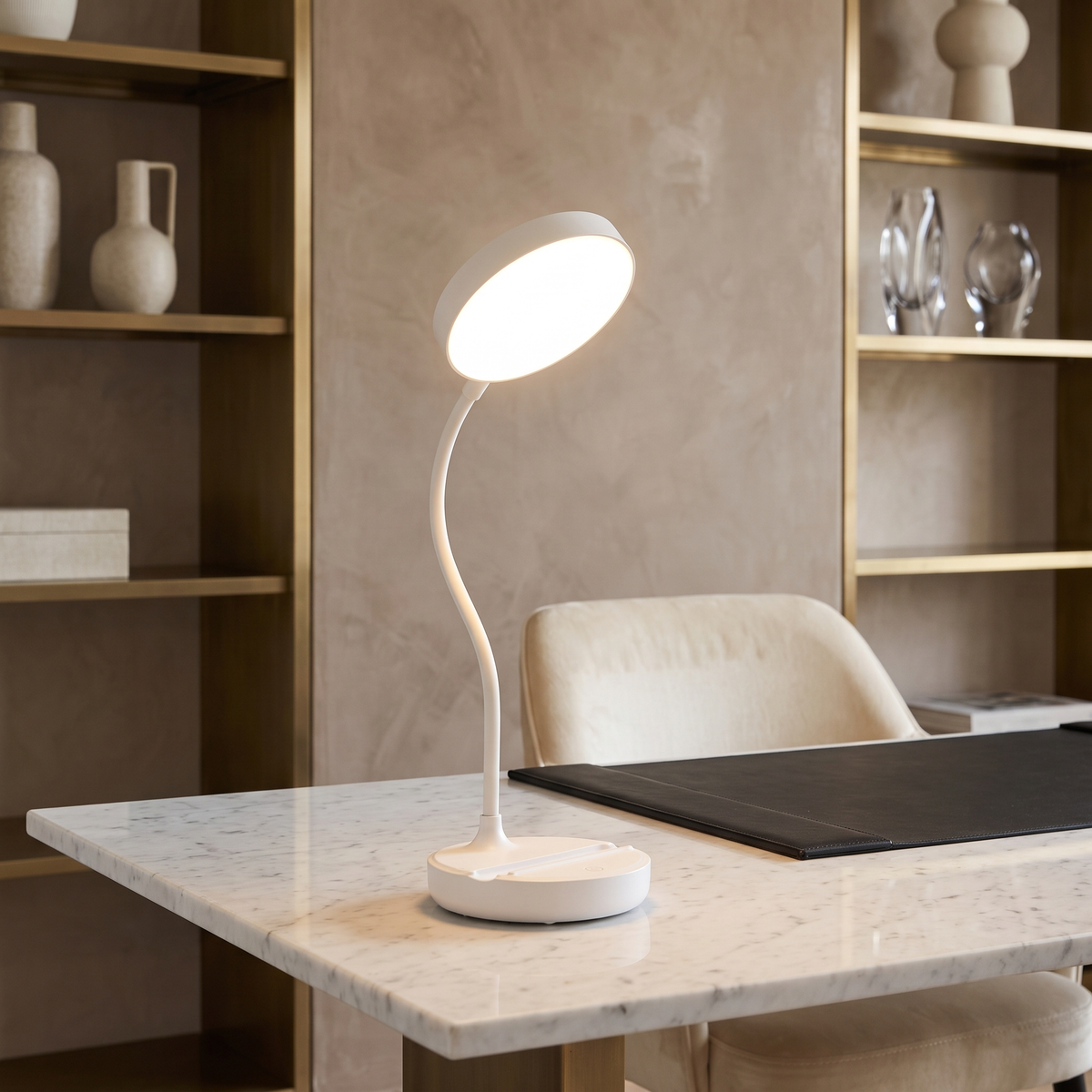 Swan Neck LED Desk Lamp with USB Rechargeable Battery