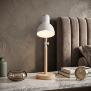 Nordic Wooden Desk Lamp with Adjustable Metal Shade