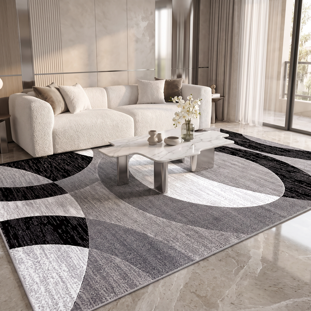 Orbit Weave Geometric Velvet Area Rug