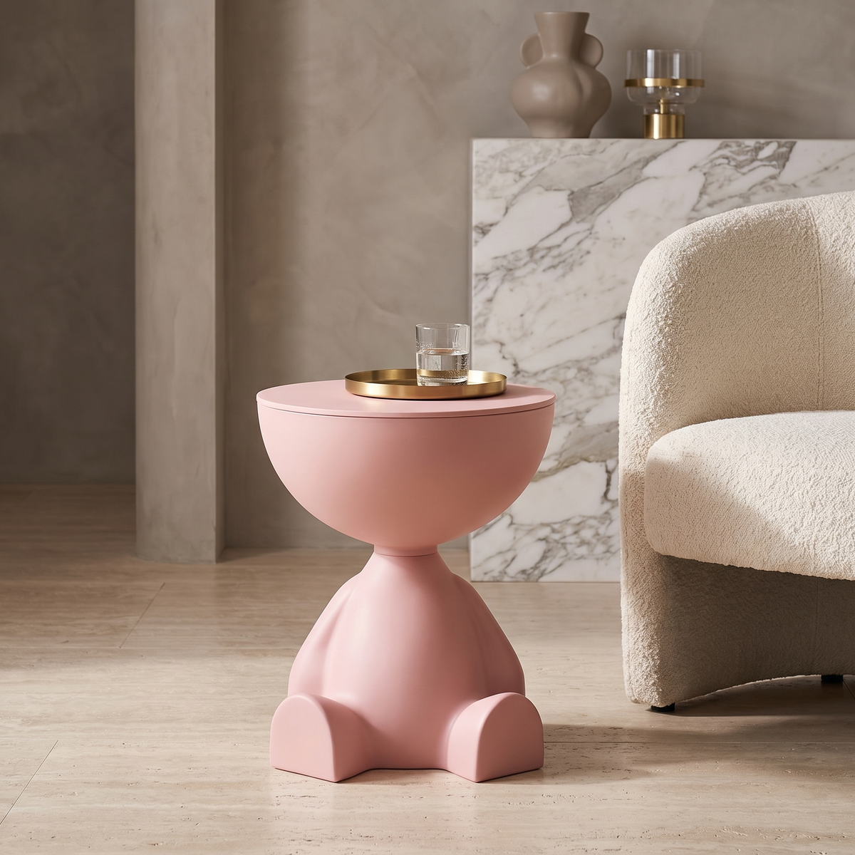 Cartoon Bear Side Table with Hidden Storage