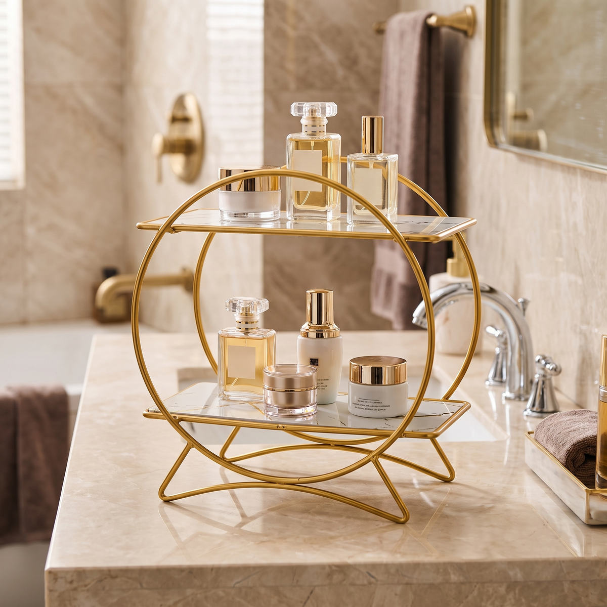 Two Tier Bathroom Organiser with Cat Ear Base