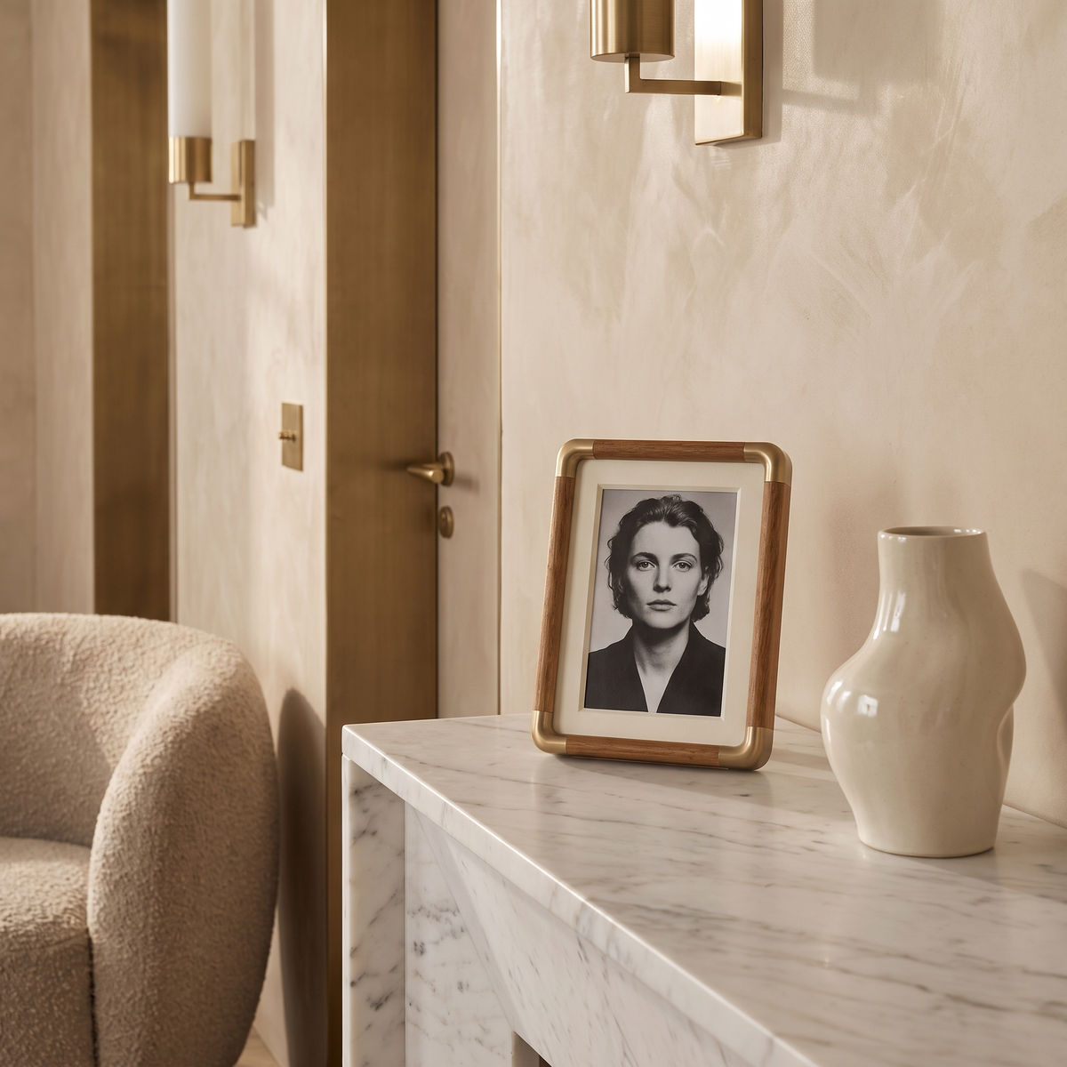 Brooks Wooden Tabletop Photo Frame with Brass Corners