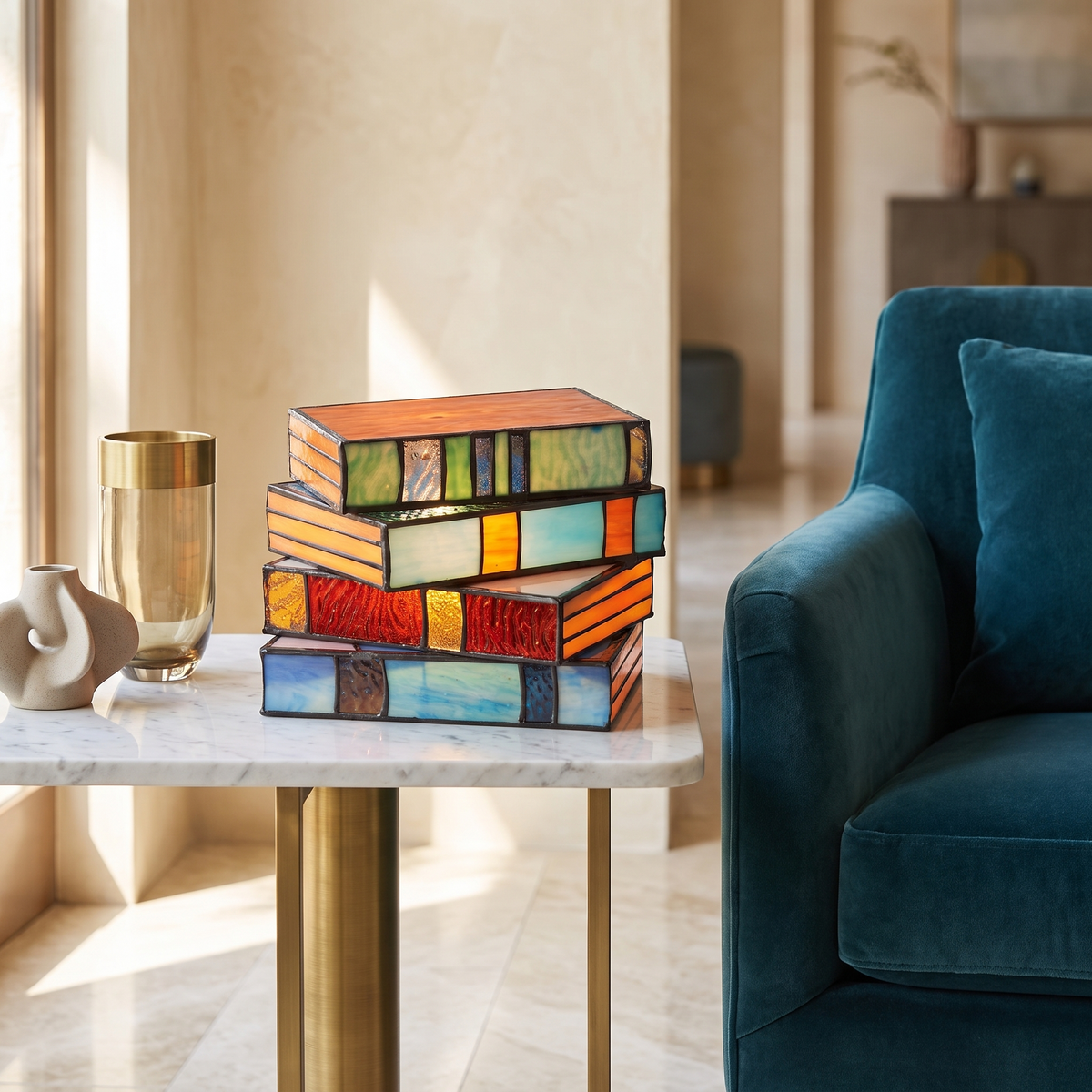 GlassNovel Stained Glass Book Lamp