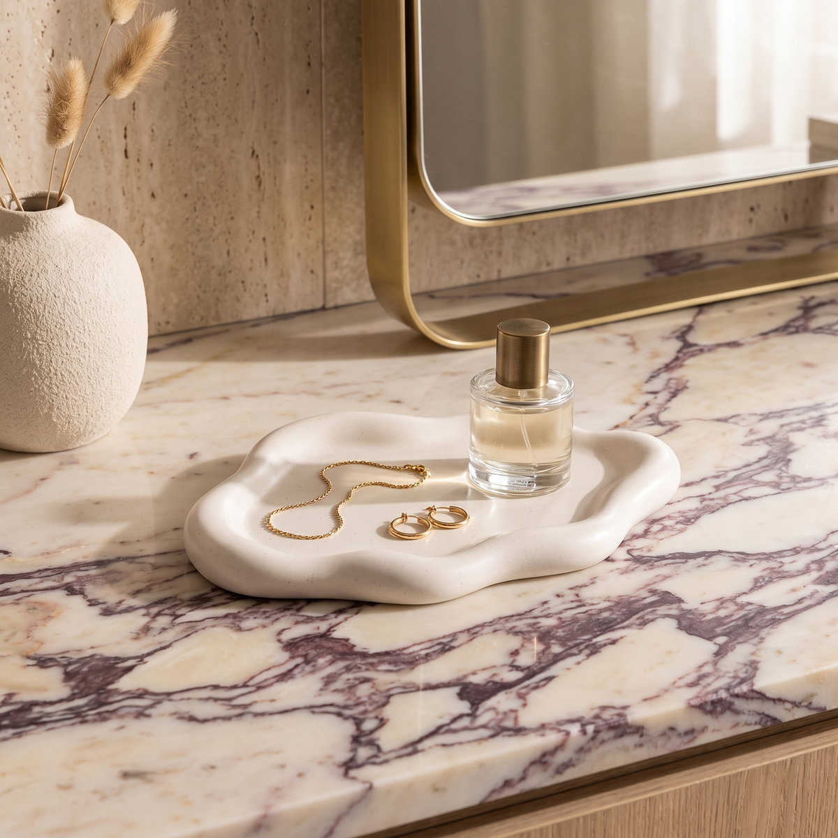 White Cloud Ceramic Plate Tray – Creme