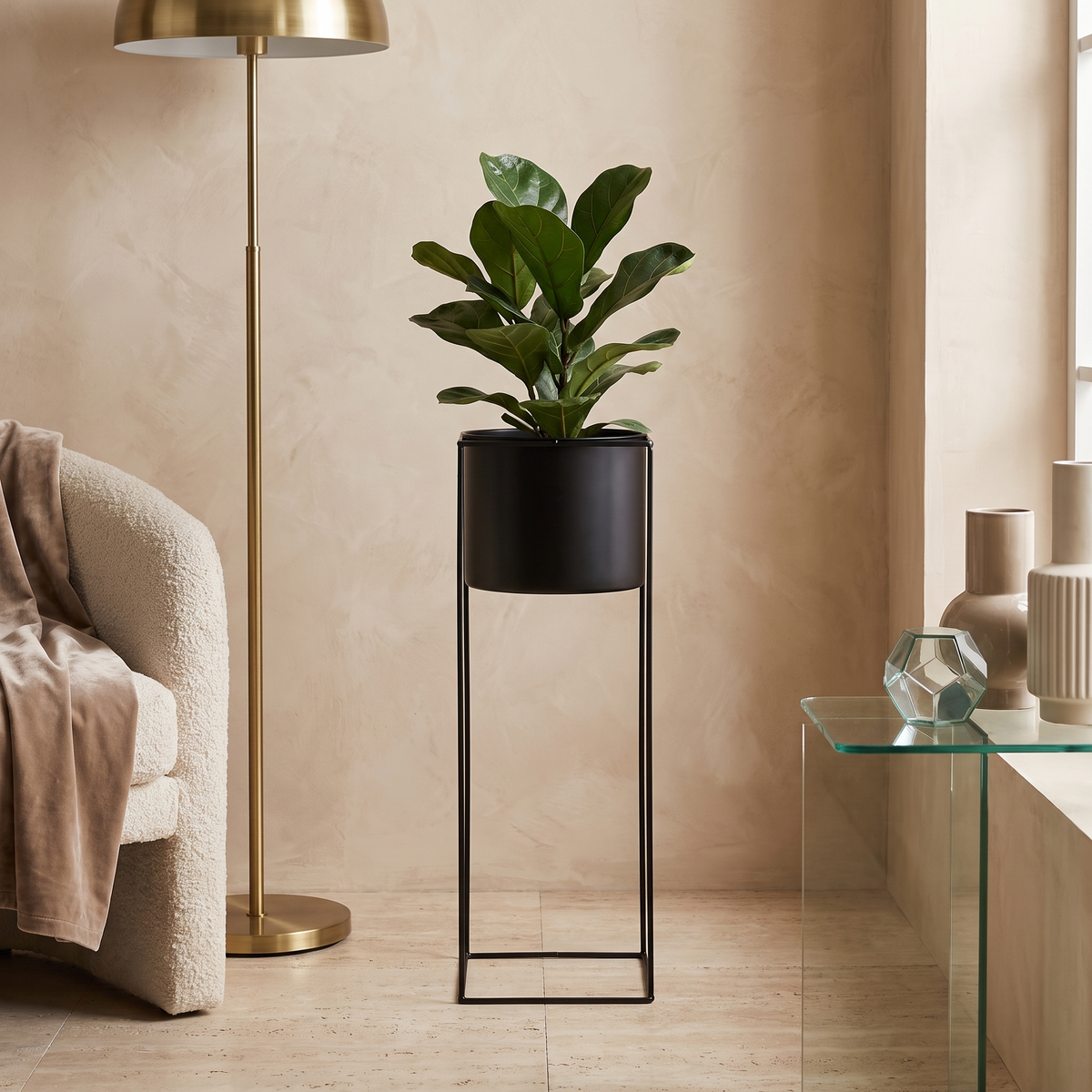 Modern Rectangular Metal Indoor Plant Stand – 60 cm
