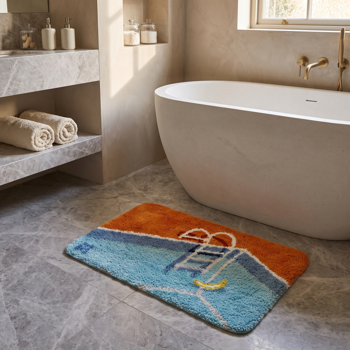 MokoMoko Swimming Pool Tufted Bath Mat – Orange